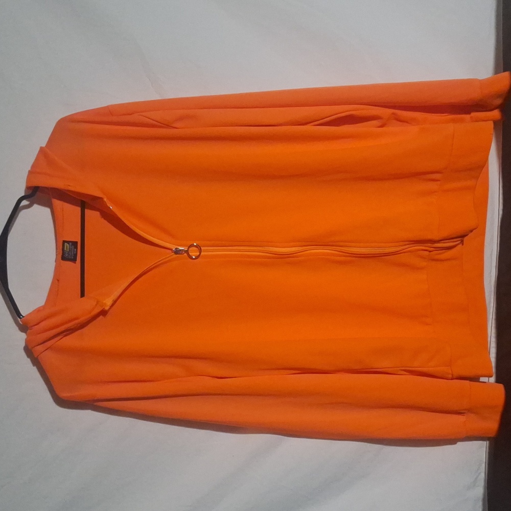 ZIPPERED HOODED LIGHTWEIGHT JACKET ~ BRIGHT ORANGE ~ SZ S/M
